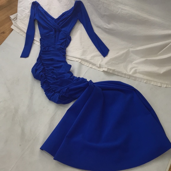 CHIARA BONI Zurlita Mermaid Ruched Gown Royal Blue - Picture 8 of 9
